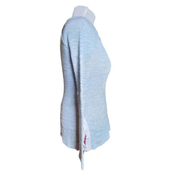 Free People Storm Blue Mountain Song Henley Long Sleeve Knit Sweater Size L - Picture 3 of 9